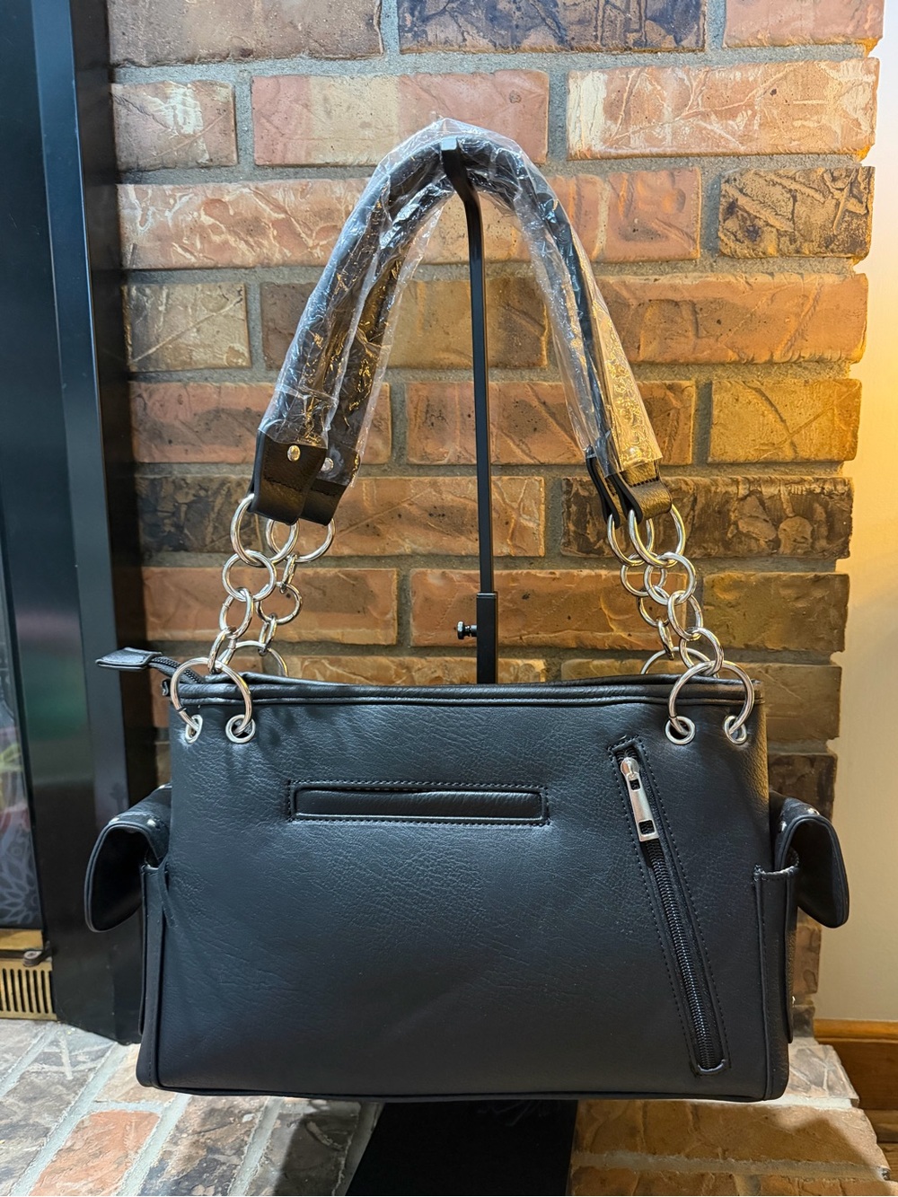 Black Fringe Shoulder Bag with Skull Accent NWOT - Picture 2 of 6